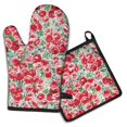 thumbnail image 1 of Pioneer Flower Kitchen Oven Mitt and Pot Holder Sets 2 Pcs for Baking, Cooking and Grilling, Heat Resistant Up To 392 °F, 1 of 7