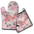 thumbnail image 1 of Pioneer Flower Kitchen Oven Mitt and Pot Holder Sets 2 Pcs for Baking, Cooking and Grilling, Heat Resistant Up To 392 °F, 1 of 7