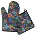 thumbnail image 1 of Pioneer Flower Kitchen Oven Mitt and Pot Holder Sets 2 Pcs for Baking, Cooking and Grilling, Heat Resistant Up To 392 °F, 1 of 7