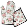 thumbnail image 1 of Pioneer Flower Kitchen Oven Mitt and Pot Holder Sets 2 Pcs for Baking, Cooking and Grilling, Heat Resistant Up To 392 °F, 1 of 7