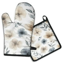 Pioneer Flower Kitchen Oven Mitt and Pot Holder Sets 2 Pcs for Baking, Cooking and Grilling, Heat Resistant Up To 392 °F