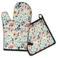 thumbnail image 1 of Pioneer Flower Kitchen Oven Mitt and Pot Holder Sets 2 Pcs for Baking, Cooking and Grilling, Heat Resistant Up To 392 °F, 1 of 7