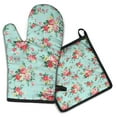 thumbnail image 1 of Pioneer Flower Kitchen Oven Mitt and Pot Holder Sets 2 Pcs for Baking, Cooking and Grilling, Heat Resistant Up To 392 °F, 1 of 7