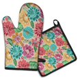 thumbnail image 1 of Pioneer Flower Kitchen Oven Mitt and Pot Holder Sets 2 Pcs for Baking, Cooking and Grilling, Heat Resistant Up To 392 °F, 1 of 7