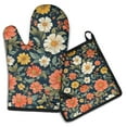 thumbnail image 1 of Pioneer Flower Kitchen Oven Mitt and Pot Holder Sets 2 Pcs for Baking, Cooking and Grilling, Heat Resistant Up To 392 °F, 1 of 7