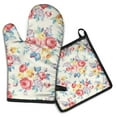 thumbnail image 1 of Pioneer Flower Kitchen Oven Mitt and Pot Holder Sets 2 Pcs for Baking, Cooking and Grilling, Heat Resistant Up To 392 °F, 1 of 7