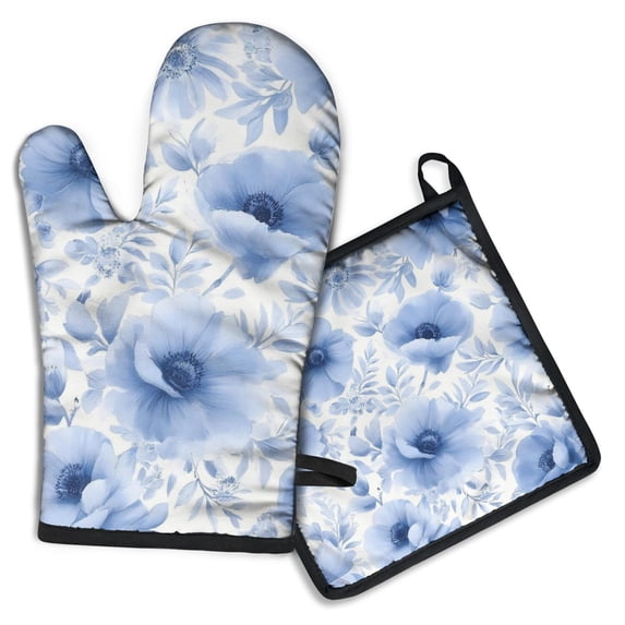 Pioneer Flower Kitchen Oven Mitt and Pot Holder Sets 2 Pcs for Baking, Cooking and Grilling, Heat Resistant Up To 392 °F