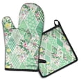 thumbnail image 1 of Pioneer Flower Kitchen Oven Mitt and Pot Holder Sets 2 Pcs for Baking, Cooking and Grilling, Heat Resistant Up To 392 °F, 1 of 7