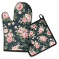 thumbnail image 1 of Pioneer Flower Kitchen Oven Mitt and Pot Holder Sets 2 Pcs for Baking, Cooking and Grilling, Heat Resistant Up To 392 °F, 1 of 7