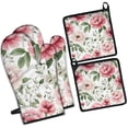 thumbnail image 1 of Pioneer Flower Kitchen Oven Mitt and Pot Holder Sets 4 Pcs for Baking, Cooking and Grilling, Heat Resistant Up To 392 °F, 1 of 7