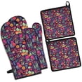 thumbnail image 1 of Pioneer Flower Kitchen Oven Mitt and Pot Holder Sets 4 Pcs for Baking, Cooking and Grilling, Heat Resistant Up To 392 °F, 1 of 7