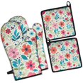 thumbnail image 1 of Pioneer Flower Kitchen Oven Mitt and Pot Holder Sets 4 Pcs for Baking, Cooking and Grilling, Heat Resistant Up To 392 °F, 1 of 7