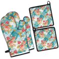 thumbnail image 1 of Pioneer Flower Kitchen Oven Mitt and Pot Holder Sets 4 Pcs for Baking, Cooking and Grilling, Heat Resistant Up To 392 °F, 1 of 7