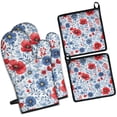 thumbnail image 1 of Pioneer Flower Kitchen Oven Mitt and Pot Holder Sets 4 Pcs for Baking, Cooking and Grilling, Heat Resistant Up To 392 °F, 1 of 7