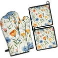 thumbnail image 1 of Pioneer Flower Kitchen Oven Mitt and Pot Holder Sets 4 Pcs for Baking, Cooking and Grilling, Heat Resistant Up To 392 °F, 1 of 7