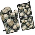 thumbnail image 1 of Pioneer Flower Kitchen Oven Mitt and Pot Holder Sets 4 Pcs for Baking, Cooking and Grilling, Heat Resistant Up To 392 °F, 1 of 7