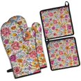 thumbnail image 1 of Pioneer Flower Kitchen Oven Mitt and Pot Holder Sets 4 Pcs for Baking, Cooking and Grilling, Heat Resistant Up To 392 °F, 1 of 7