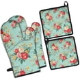 thumbnail image 1 of Pioneer Flower Kitchen Oven Mitt and Pot Holder Sets 4 Pcs for Baking, Cooking and Grilling, Heat Resistant Up To 392 °F, 1 of 7
