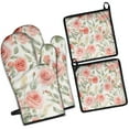 thumbnail image 1 of Pioneer Flower Kitchen Oven Mitt and Pot Holder Sets 4 Pcs for Baking, Cooking and Grilling, Heat Resistant Up To 392 °F, 1 of 7