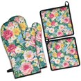thumbnail image 1 of Pioneer Flower Kitchen Oven Mitt and Pot Holder Sets 4 Pcs for Baking, Cooking and Grilling, Heat Resistant Up To 392 °F, 1 of 7