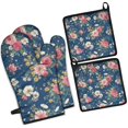 thumbnail image 1 of Pioneer Flower Kitchen Oven Mitt and Pot Holder Sets 4 Pcs for Baking, Cooking and Grilling, Heat Resistant Up To 392 °F, 1 of 7