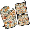 thumbnail image 1 of Pioneer Flower Kitchen Oven Mitt and Pot Holder Sets 4 Pcs for Baking, Cooking and Grilling, Heat Resistant Up To 392 °F, 1 of 7
