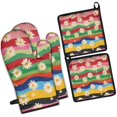 thumbnail image 1 of Pioneer Flower Kitchen Oven Mitt and Pot Holder Sets 4 Pcs for Baking, Cooking and Grilling, Heat Resistant Up To 392 °F, 1 of 7