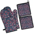 thumbnail image 1 of Pioneer Flower Kitchen Oven Mitt and Pot Holder Sets 4 Pcs for Baking, Cooking and Grilling, Heat Resistant Up To 392 °F, 1 of 7