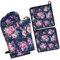 thumbnail image 1 of Pioneer Flower Kitchen Oven Mitt and Pot Holder Sets 4 Pcs for Baking, Cooking and Grilling, Heat Resistant Up To 392 °F, 1 of 7