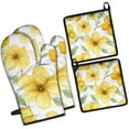 thumbnail image 1 of Pioneer Flower Kitchen Oven Mitt and Pot Holder Sets 4 Pcs for Baking, Cooking and Grilling, Heat Resistant Up To 392 °F, 1 of 7