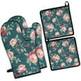 thumbnail image 1 of Pioneer Flower Kitchen Oven Mitt and Pot Holder Sets 4 Pcs for Baking, Cooking and Grilling, Heat Resistant Up To 392 °F, 1 of 7