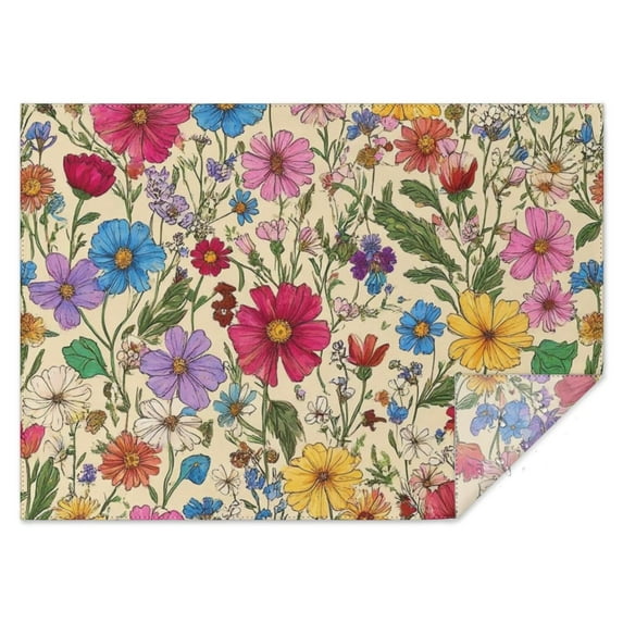 Pioneer Flower Rectangle Tablecloth 60"x84",Waterproof Polyester Rectangle Table Cloth, Wipeable Spillproof Polyester Tablecloth for Dining, Camping, Indoor and Outdoor