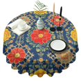 thumbnail image 1 of Pioneer Flower Round Tablecloth 60" X 60",Wrinkle Wipeable Table Cloth for Kitchen Dining Room Picnic Patio Party, 1 of 6