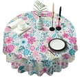 thumbnail image 1 of Pioneer Flower Round Tablecloth 60" X 60",Wrinkle Wipeable Table Cloth for Kitchen Dining Room Picnic Patio Party, 1 of 6