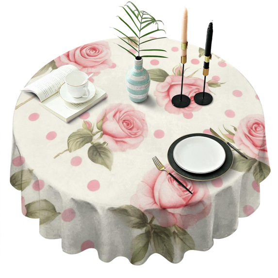 Pioneer Flower Round Tablecloth 60" X 60",Wrinkle Wipeable Table Cloth for Kitchen Dining Room Picnic Patio Party