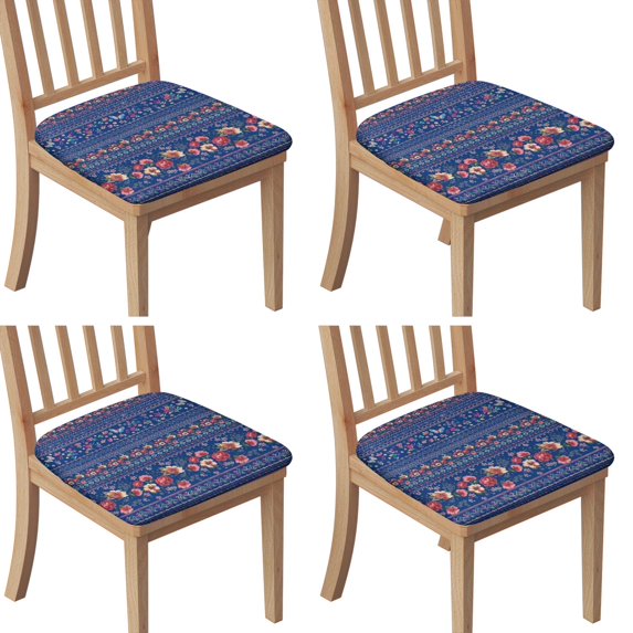 Pioneer Flower Seat Covers for Dining Room Chairs Set Of 4,Stretch Printed Washable Chair Seat Cover with Elastic Ties and Button,Removable Waterproof Couch Cushion Covers