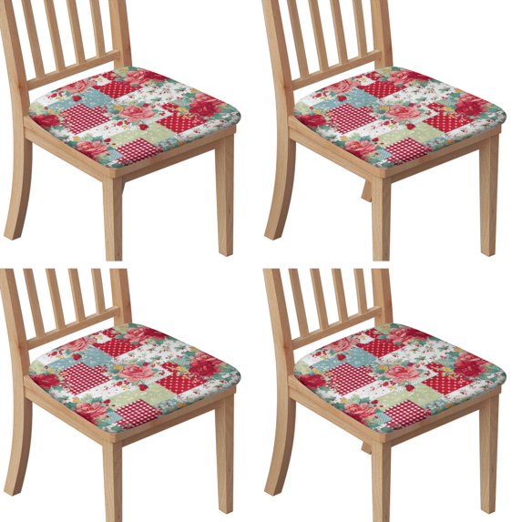 Pioneer Flower Seat Covers for Dining Room Chairs Set Of 4,Stretch Printed Washable Chair Seat Cover with Elastic Ties and Button,Removable Waterproof Couch Cushion Covers