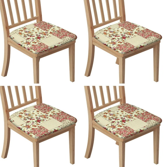 Pioneer Flower Seat Covers for Dining Room Chairs Set Of 4,Stretch Printed Washable Chair Seat Cover with Elastic Ties and Button,Removable Waterproof Couch Cushion Covers