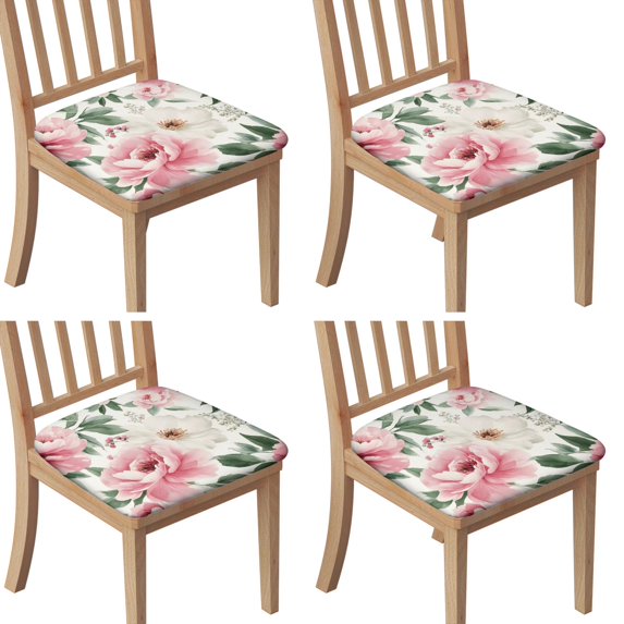 Pioneer Flower Seat Covers for Dining Room Chairs Set Of 4,Stretch Printed Washable Chair Seat Cover with Elastic Ties and Button,Removable Waterproof Couch Cushion Covers