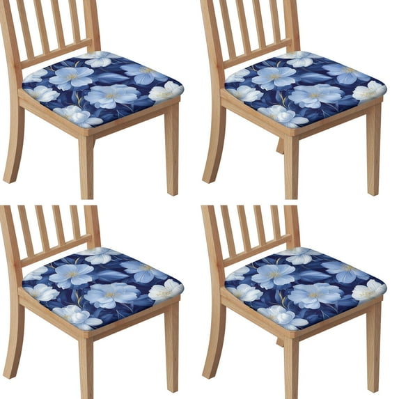 Pioneer Flower Seat Covers for Dining Room Chairs Set Of 4,Stretch Printed Washable Chair Seat Cover with Elastic Ties and Button,Removable Waterproof Couch Cushion Covers