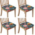 thumbnail image 1 of Pioneer Flower Seat Covers for Dining Room Chairs Set Of 4,Stretch Printed Washable Chair Seat Cover with Elastic Ties and Button,Removable Waterproof Couch Cushion Covers, 1 of 6