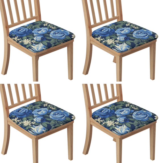 Pioneer Flower Seat Covers for Dining Room Chairs Set Of 4,Stretch Printed Washable Chair Seat Cover with Elastic Ties and Button,Removable Waterproof Couch Cushion Covers