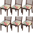 thumbnail image 1 of Pioneer Flower Seat Covers for Dining Room Chairs Set Of 6,Stretch Printed Washable Chair Seat Cover with Elastic Ties and Button,Removable Waterproof Couch Cushion Covers, 1 of 6