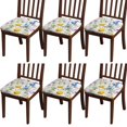 thumbnail image 1 of Pioneer Flower Seat Covers for Dining Room Chairs Set Of 6,Stretch Printed Washable Chair Seat Cover with Elastic Ties and Button,Removable Waterproof Couch Cushion Covers, 1 of 6