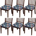 thumbnail image 1 of Pioneer Flower Seat Covers for Dining Room Chairs Set Of 6,Stretch Printed Washable Chair Seat Cover with Elastic Ties and Button,Removable Waterproof Couch Cushion Covers, 1 of 6