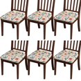 thumbnail image 1 of Pioneer Flower Seat Covers for Dining Room Chairs Set Of 6,Stretch Printed Washable Chair Seat Cover with Elastic Ties and Button,Removable Waterproof Couch Cushion Covers, 1 of 6