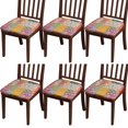 thumbnail image 1 of Pioneer Flower Seat Covers for Dining Room Chairs Set Of 6,Stretch Printed Washable Chair Seat Cover with Elastic Ties and Button,Removable Waterproof Couch Cushion Covers, 1 of 6