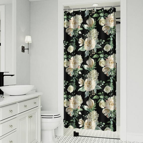 Pioneer Flower Shower Curtain 36x72in ,Bathroom Decorative Shower Curtains Set with 12 Hooks,Modern Waterproof Washable Shower Curtain