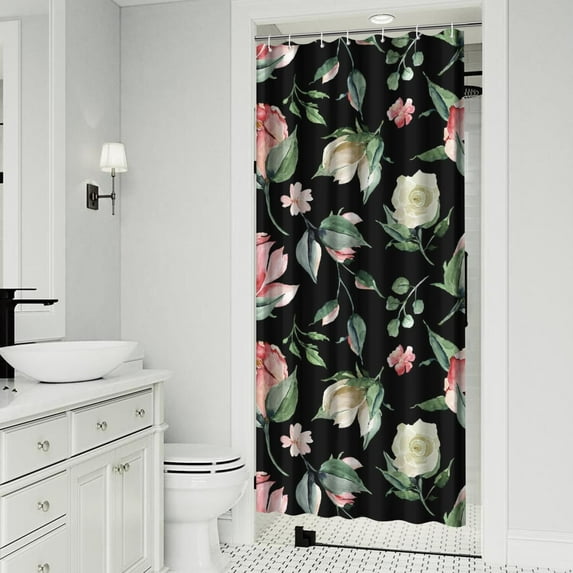 Pioneer Flower Shower Curtain 36x72in ,Bathroom Decorative Shower Curtains Set with 12 Hooks,Modern Waterproof Washable Shower Curtain