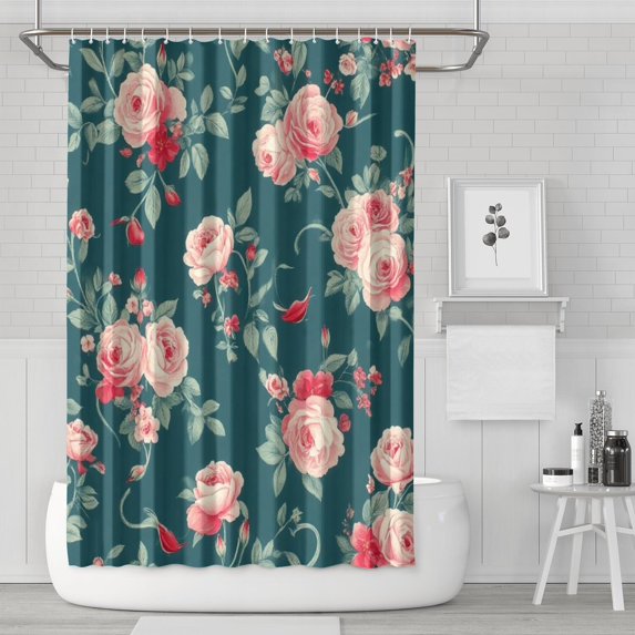 Pioneer Flower Shower Curtain 72x72in ,Bathroom Decorative Shower Curtains Set with 12 Hooks,Modern Waterproof Washable Shower Curtain